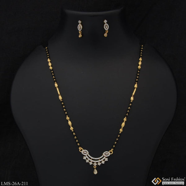 1 Gram Gold Plated With Diamond Casual Design Mangalsutra