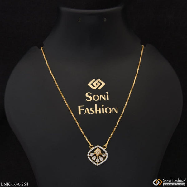 1 gram gold plated with diamond casual design necklace for