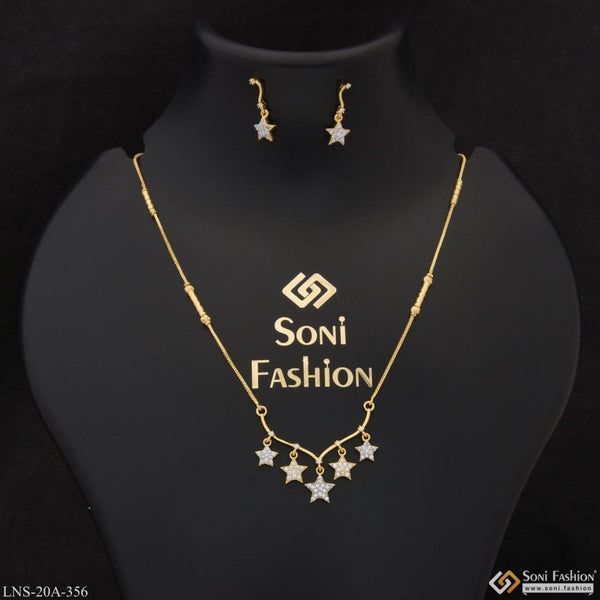 1 Gram Gold Plated With Diamond Casual Design Necklace Set