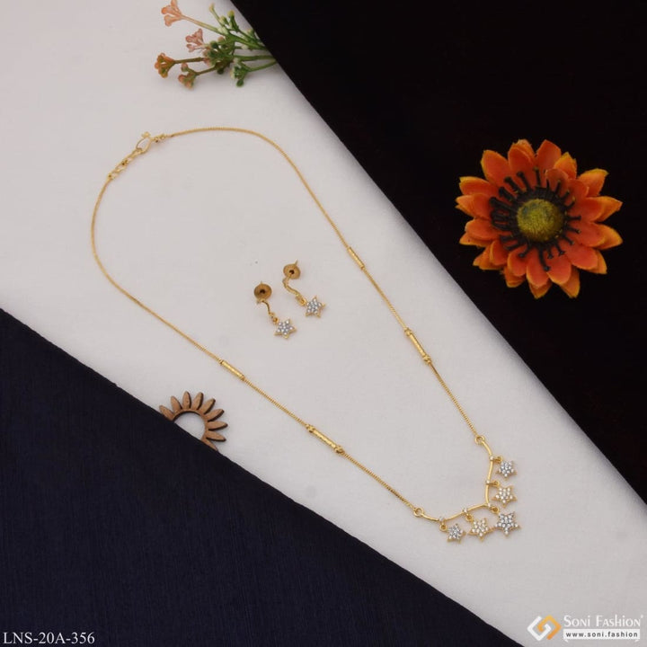 1 Gram Gold Plated With Diamond Casual Design Necklace Set