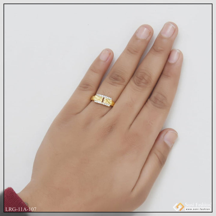 1 Gram Gold Plated With Diamond Eye-catching Design Ring