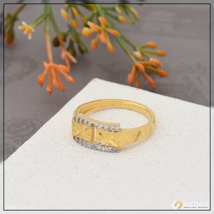 1 Gram Gold Plated With Diamond Eye-catching Design Ring