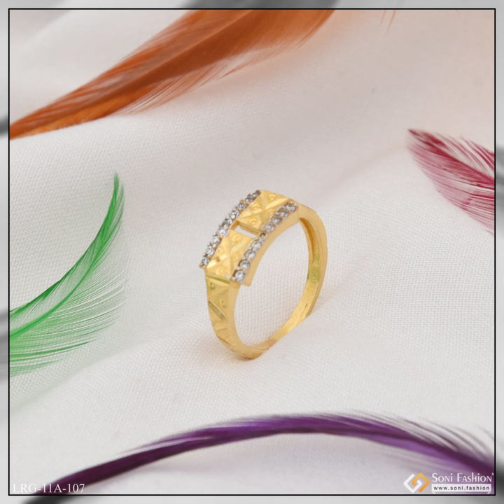 1 Gram Gold Plated With Diamond Eye-catching Design Ring