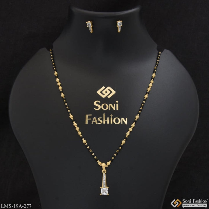 1 gram gold plated with diamond chic design mangalsutra set