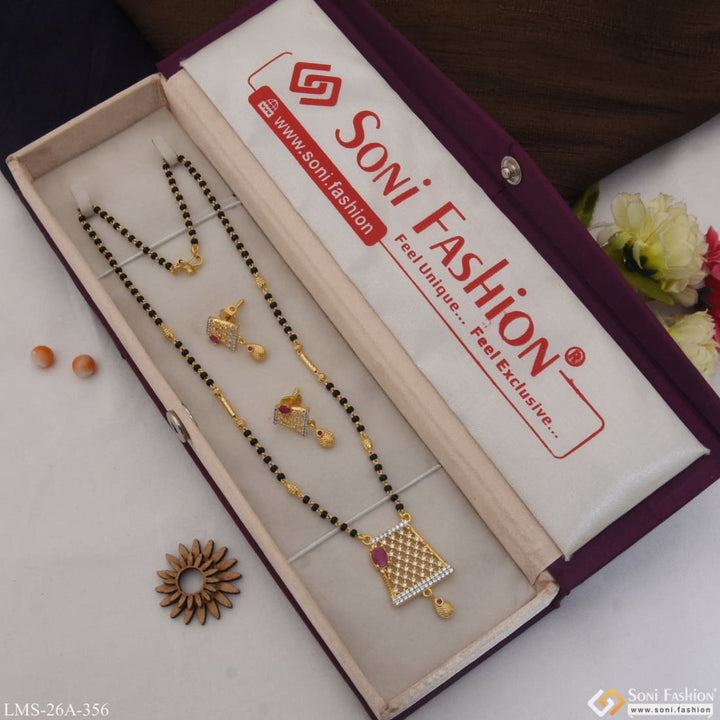 1 Gram Gold Plated With Diamond Chic Design Mangalsutra Set