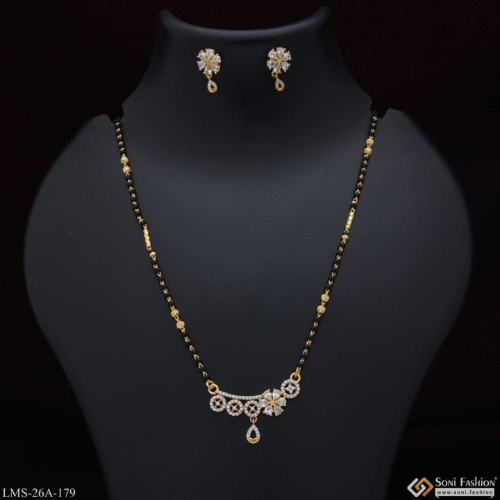 1 Gram Gold Plated With Diamond Cool Design Mangalsutra Set