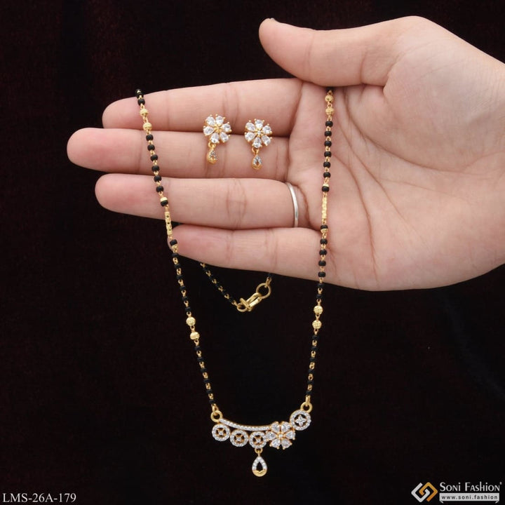 1 Gram Gold Plated With Diamond Cool Design Mangalsutra Set