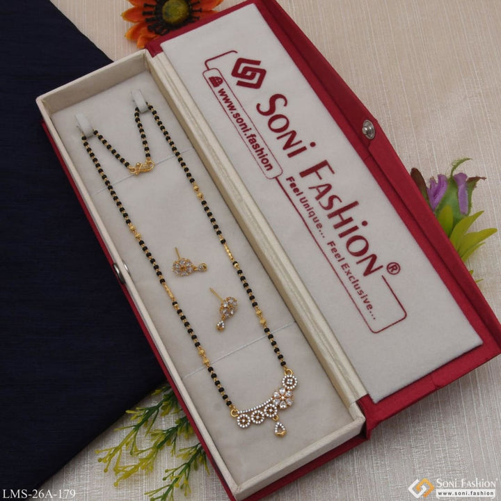 1 Gram Gold Plated With Diamond Cool Design Mangalsutra Set