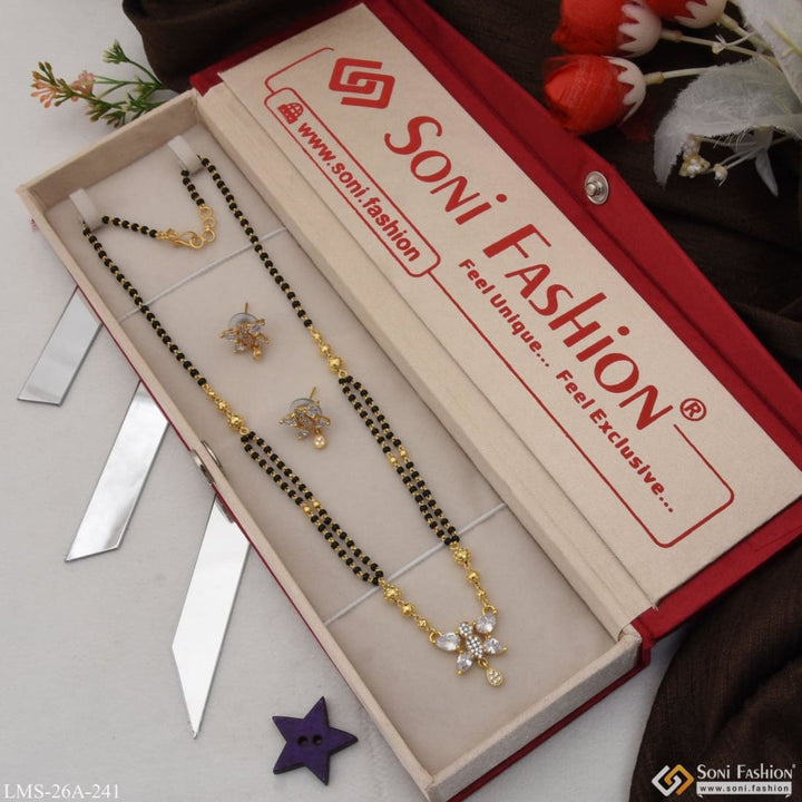 1 Gram Gold Plated With Diamond Cool Design Mangalsutra Set