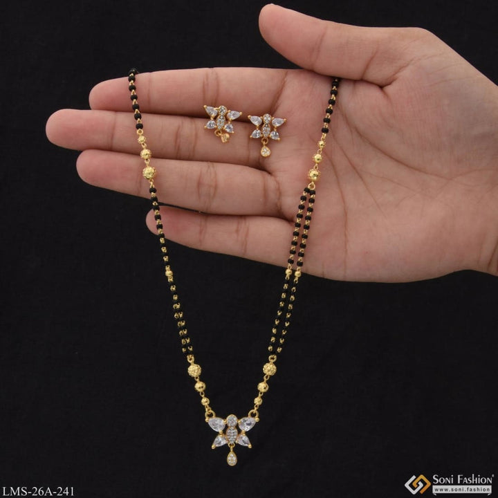 1 Gram Gold Plated With Diamond Cool Design Mangalsutra Set