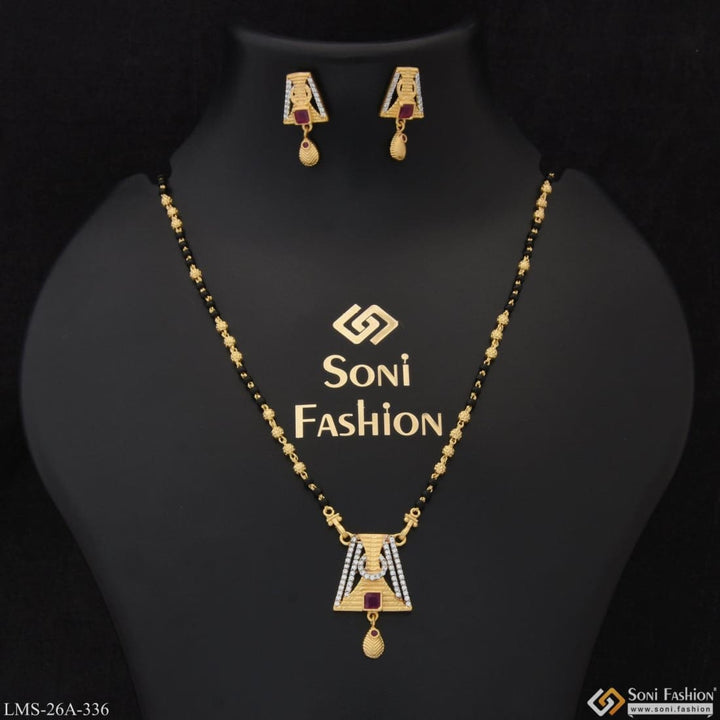 1 Gram Gold Plated With Diamond Cool Design Mangalsutra Set