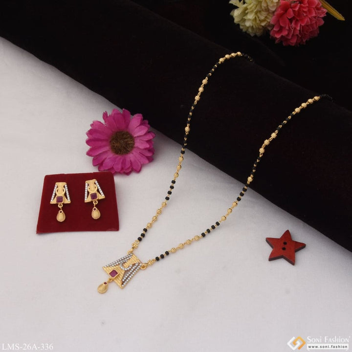 1 Gram Gold Plated With Diamond Cool Design Mangalsutra Set