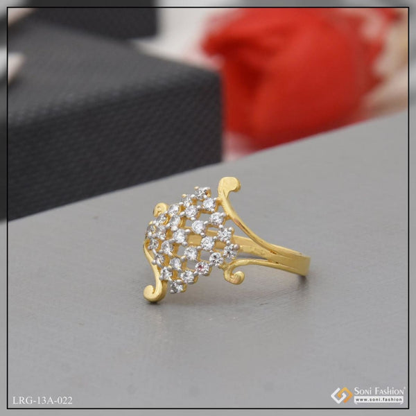 1 gram gold plated with diamond decorative design ring for