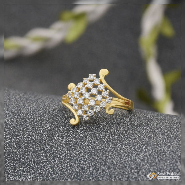 1 gram gold plated with diamond decorative design ring for