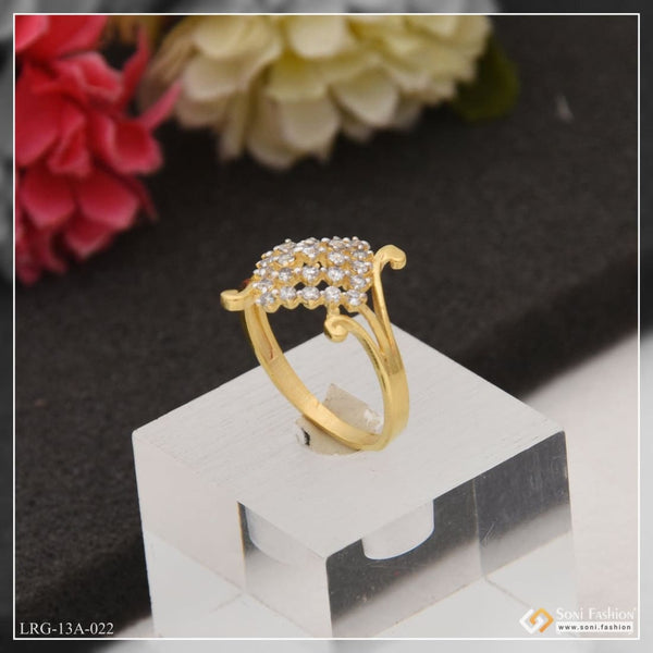 1 gram gold plated with diamond decorative design ring for