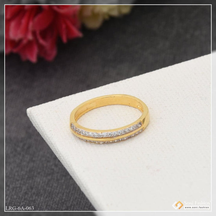 1 Gram Gold Plated With Diamond Decorative Design Ring For