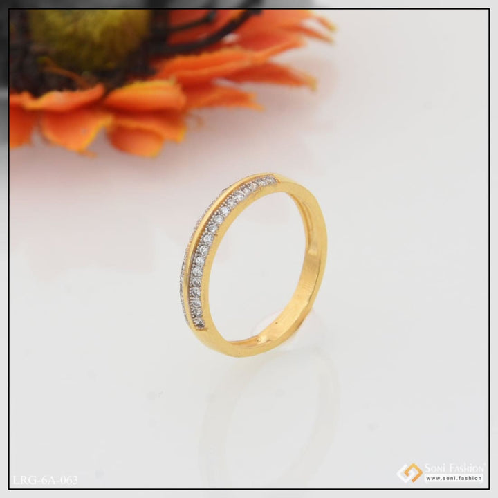 1 Gram Gold Plated With Diamond Decorative Design Ring For