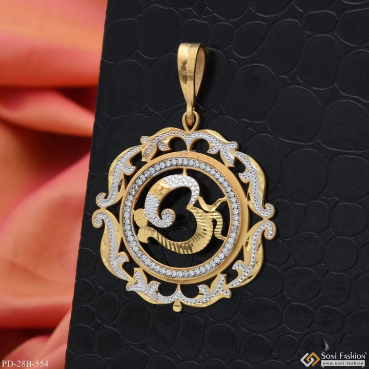 1 gram gold plated om with diamond delicate design pendant