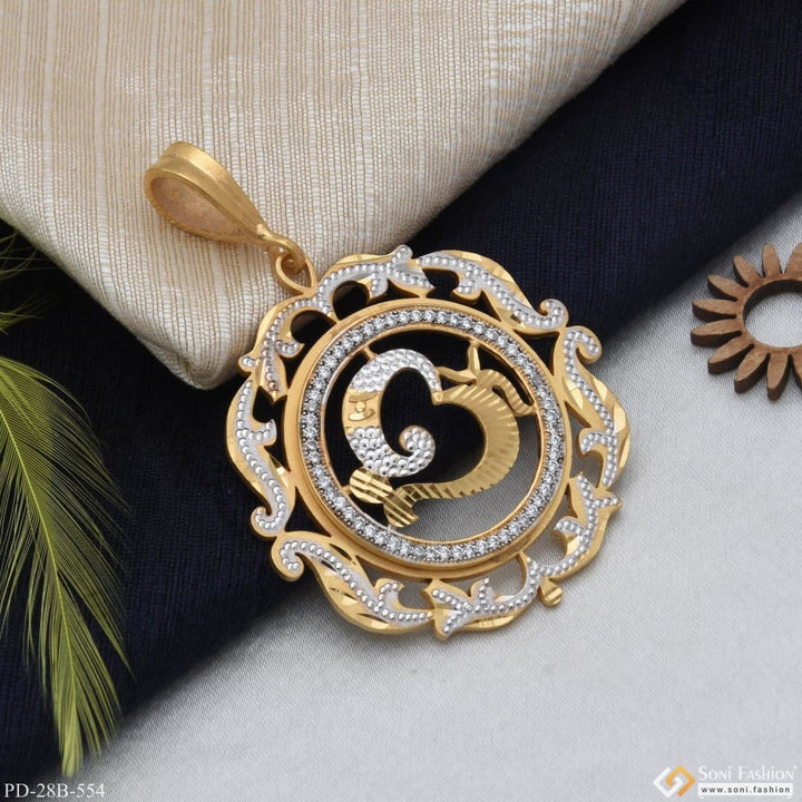 1 gram gold plated om with diamond delicate design pendant