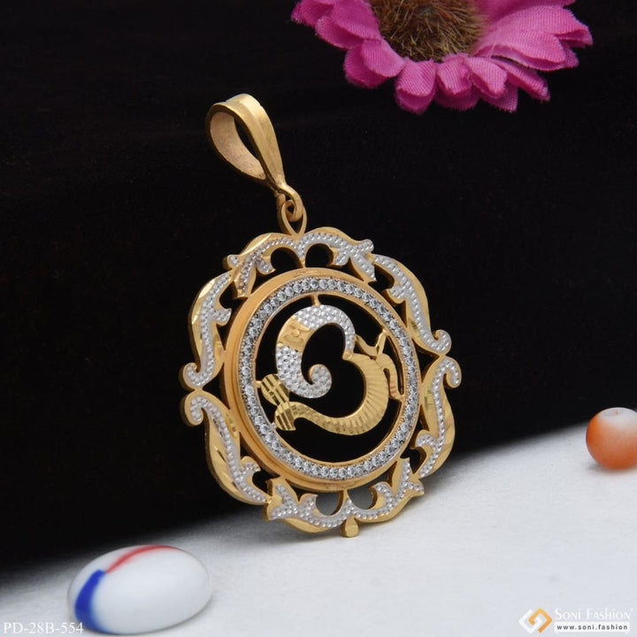 1 gram gold plated om with diamond delicate design pendant