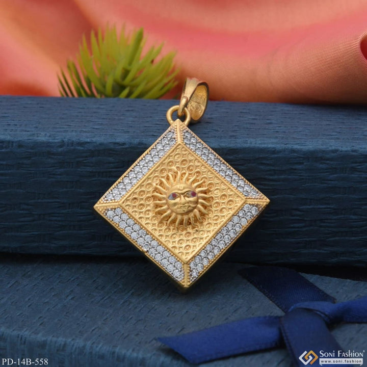 1 Gram Gold Plated Sun With Diamond Delicate Design Pendant