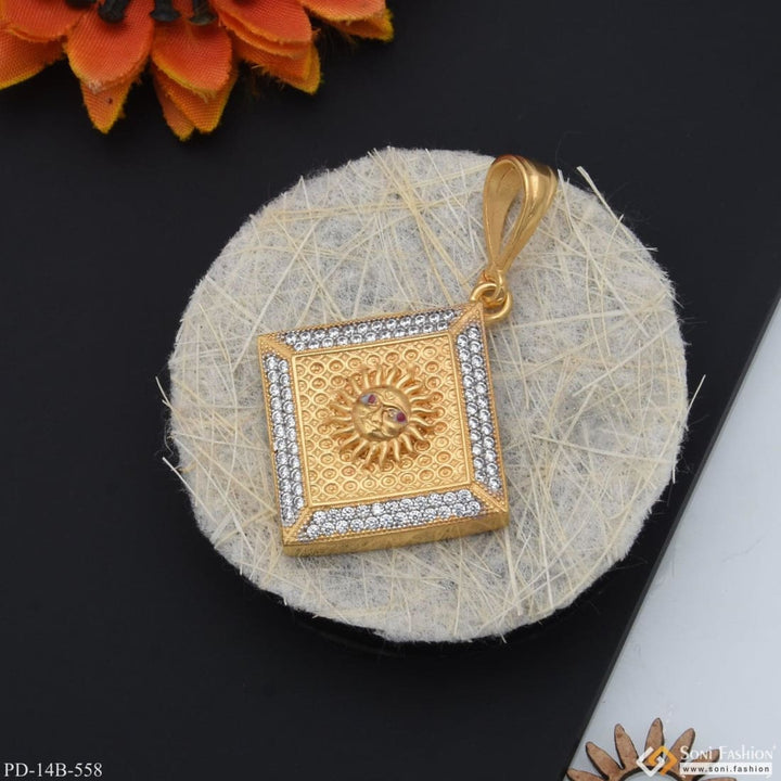 1 Gram Gold Plated Sun With Diamond Delicate Design Pendant