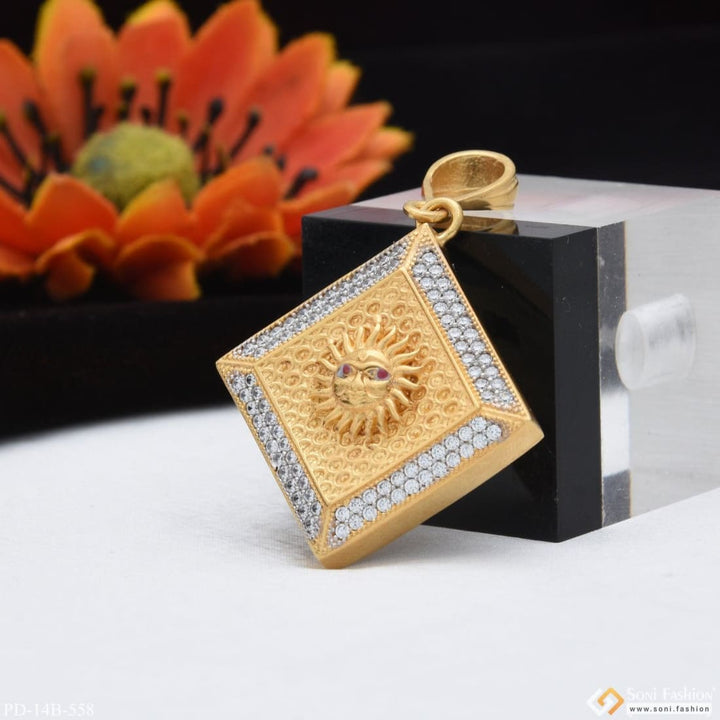 1 Gram Gold Plated Sun With Diamond Delicate Design Pendant