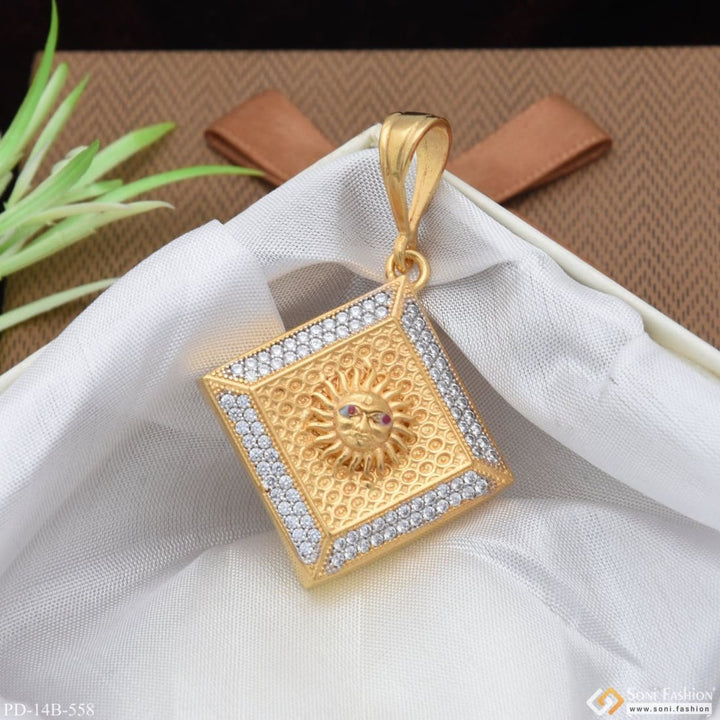 1 Gram Gold Plated Sun With Diamond Delicate Design Pendant