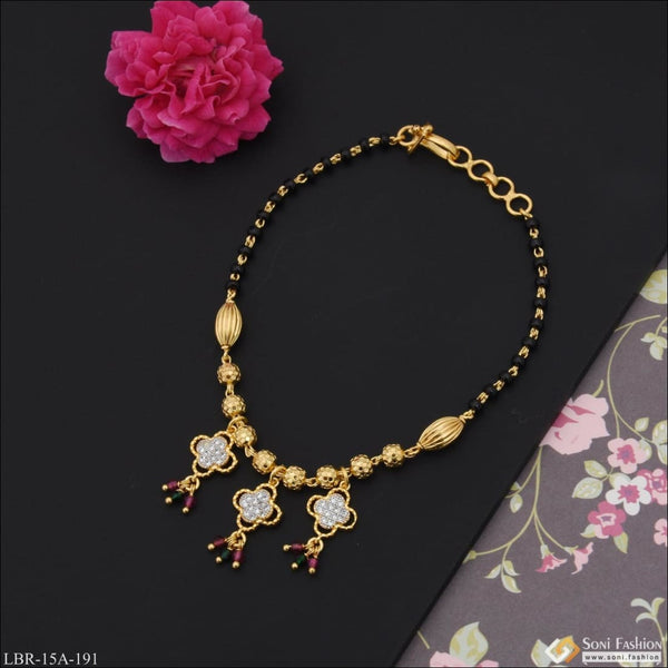 1 Gram Gold Plated With Diamond Designer Mangalsutra