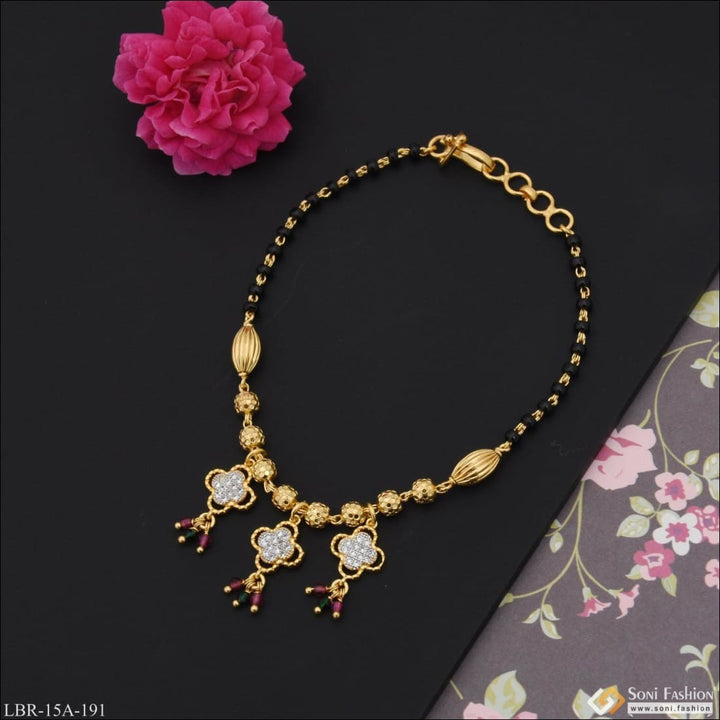 1 Gram Gold Plated With Diamond Designer Mangalsutra