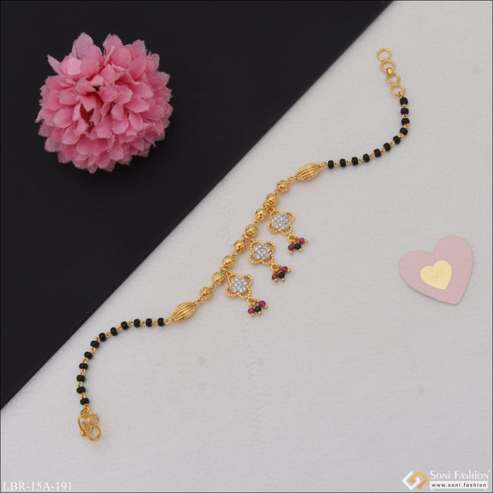 1 Gram Gold Plated With Diamond Designer Mangalsutra