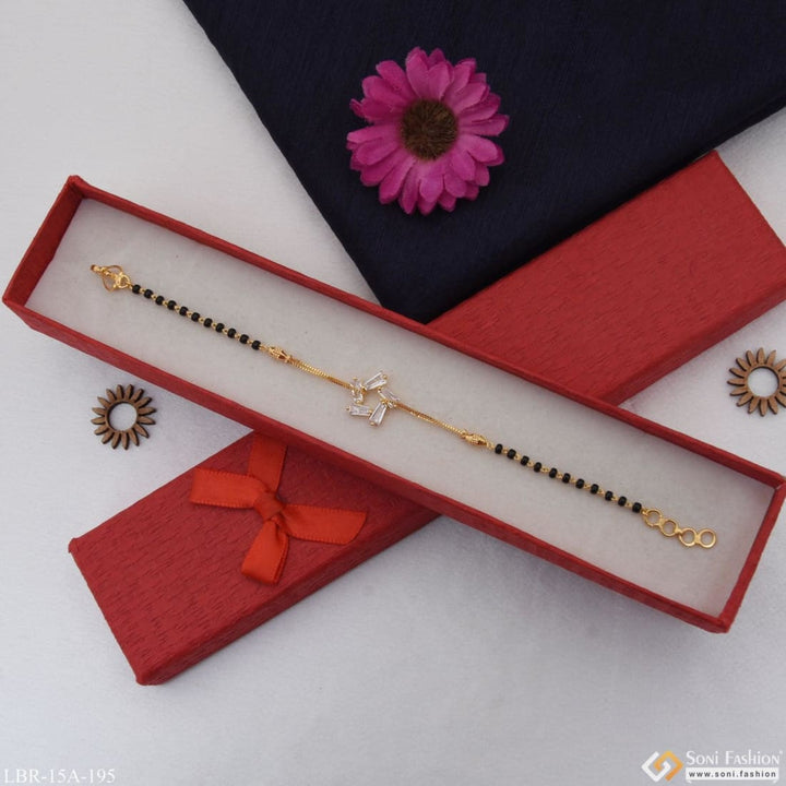 1 Gram Gold Plated With Diamond Designer Mangalsutra