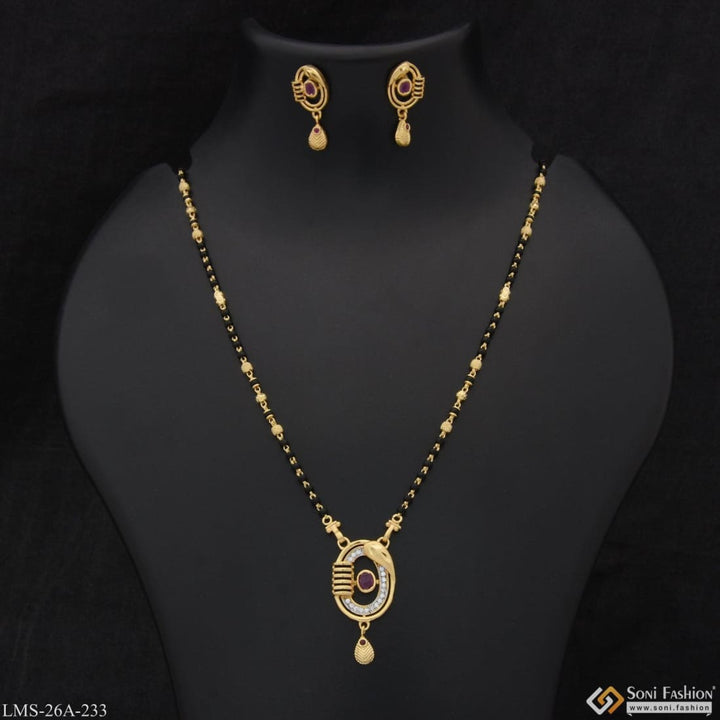 1 gram gold plated with diamond designer mangalsutra set for