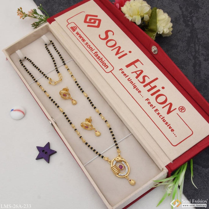 1 gram gold plated with diamond designer mangalsutra set for