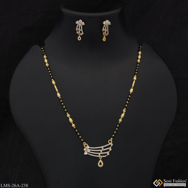 1 Gram Gold Plated With Diamond Designer Mangalsutra Set