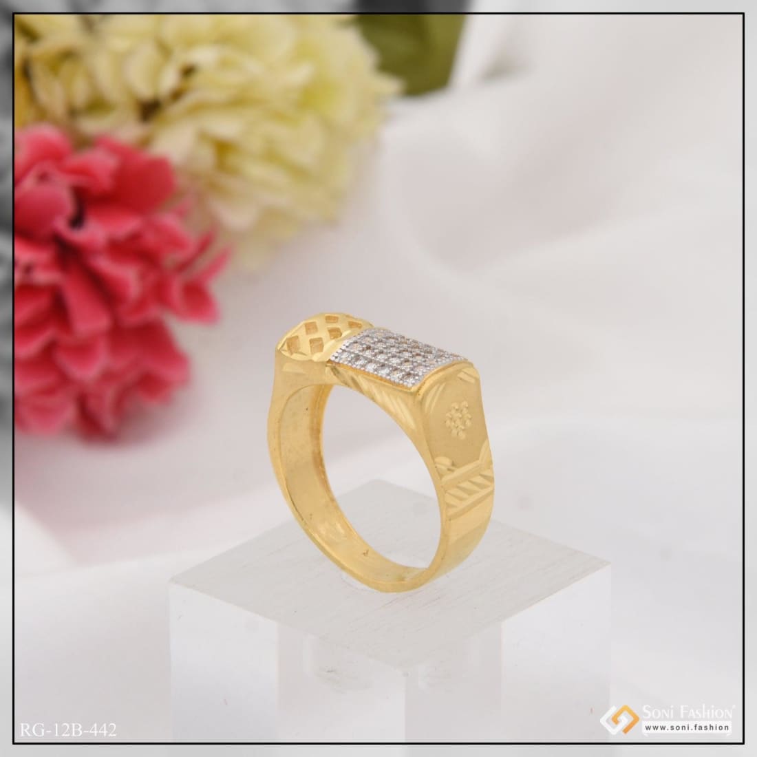 1 Gram Gold Plated With Diamond Extraordinary Design Ring For Men