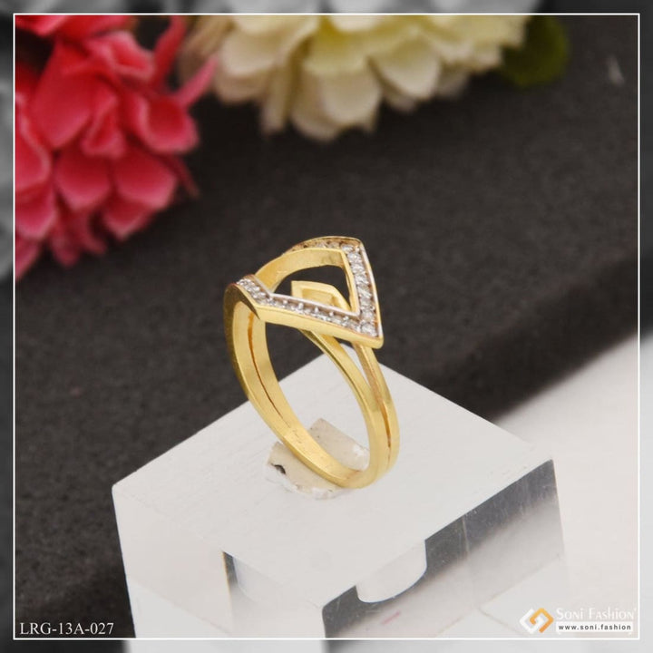 1 Gram Gold Plated With Diamond Eye-catching Design Ring