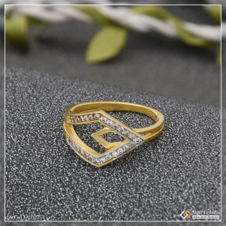 1 Gram Gold Plated With Diamond Eye-catching Design Ring