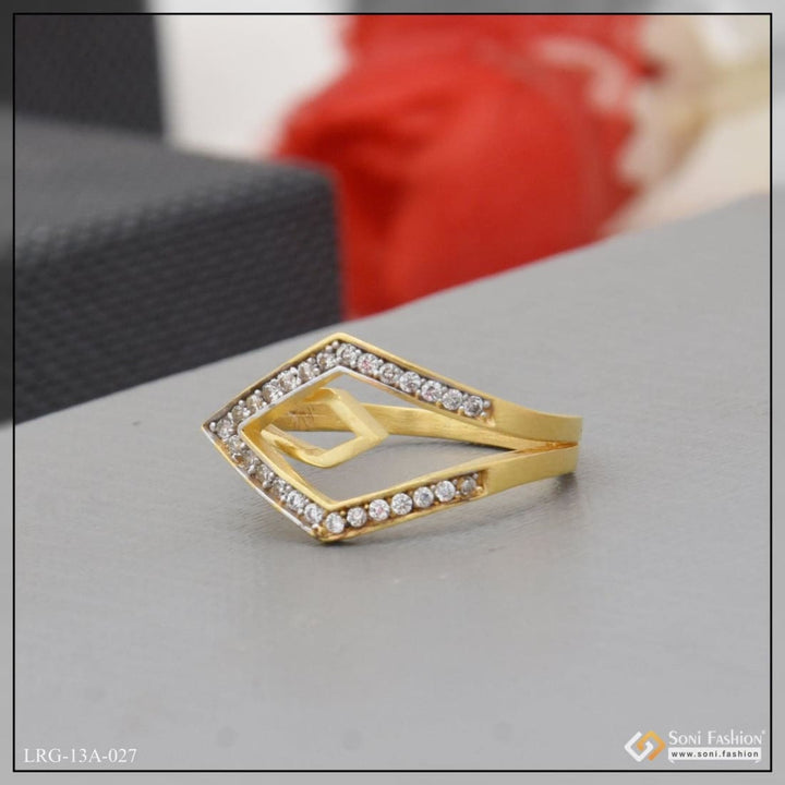 1 Gram Gold Plated With Diamond Eye-catching Design Ring