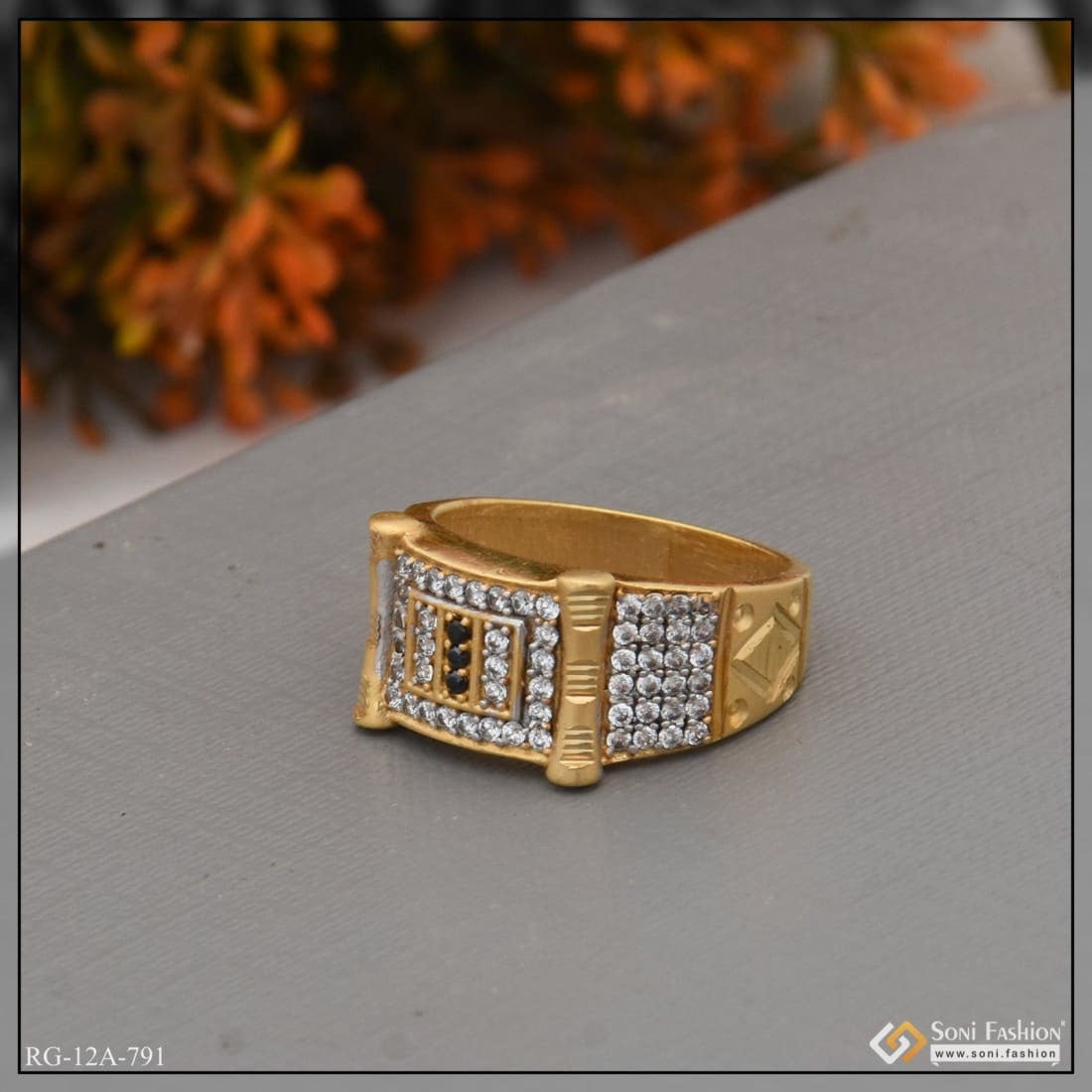 1 Gram Gold Plated With Diamond Fancy Design High-quality Ring