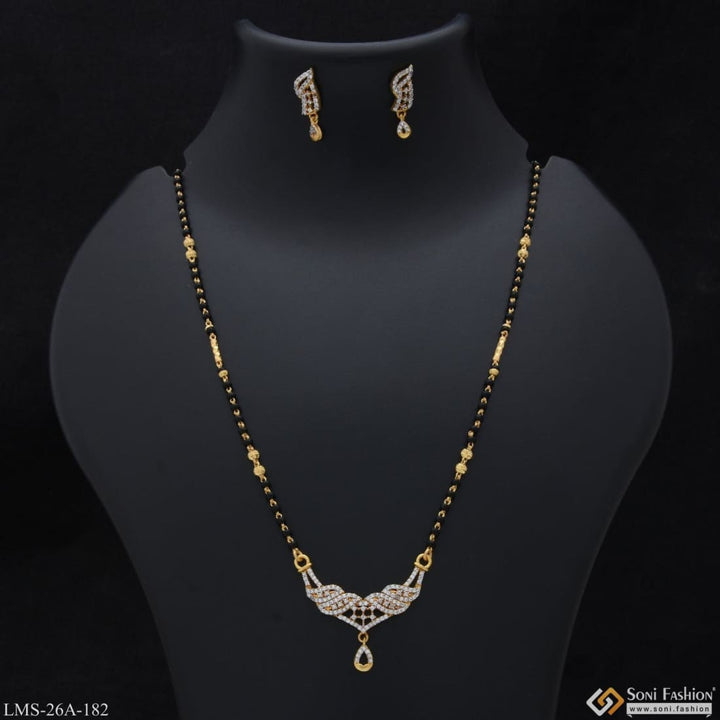 1 Gram Gold Plated With Diamond Fancy Design Mangalsutra