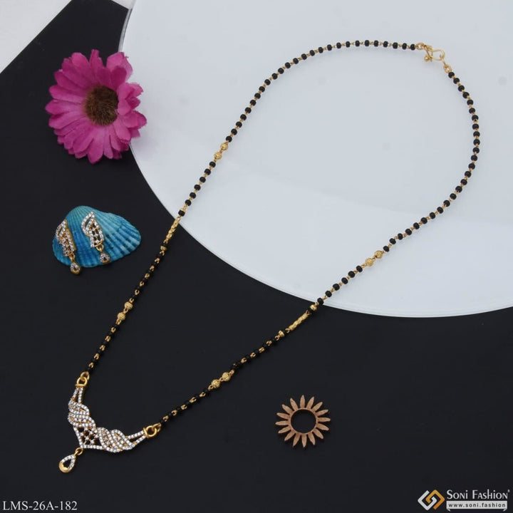 1 Gram Gold Plated With Diamond Fancy Design Mangalsutra