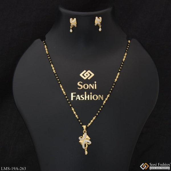 1 Gram Gold Plated With Diamond Fancy Design Mangalsutra