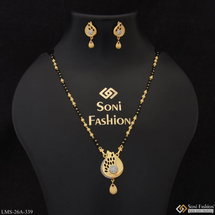 1 Gram Gold Plated With Diamond Fancy Design Mangalsutra