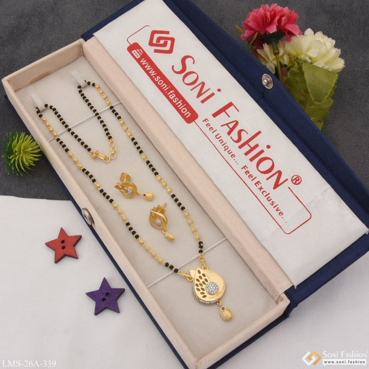 1 Gram Gold Plated With Diamond Fancy Design Mangalsutra