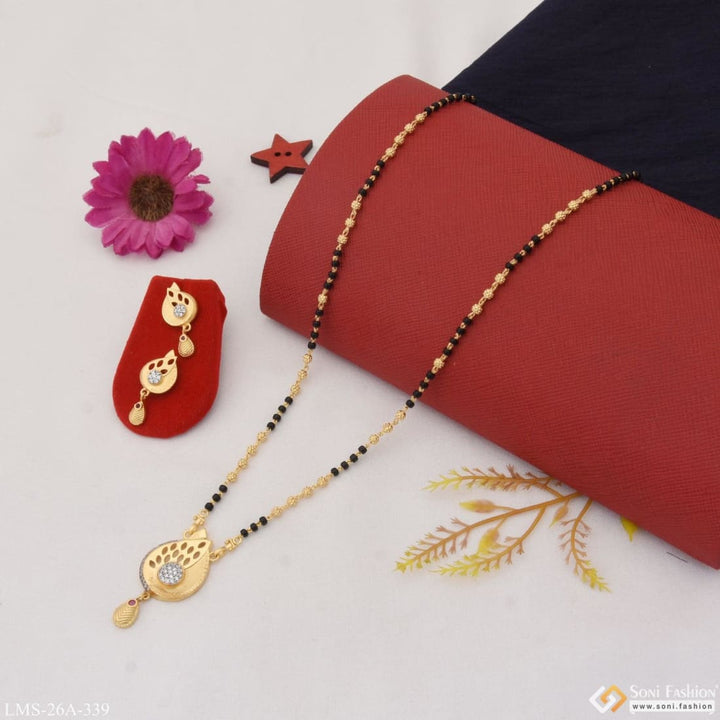 1 Gram Gold Plated With Diamond Fancy Design Mangalsutra