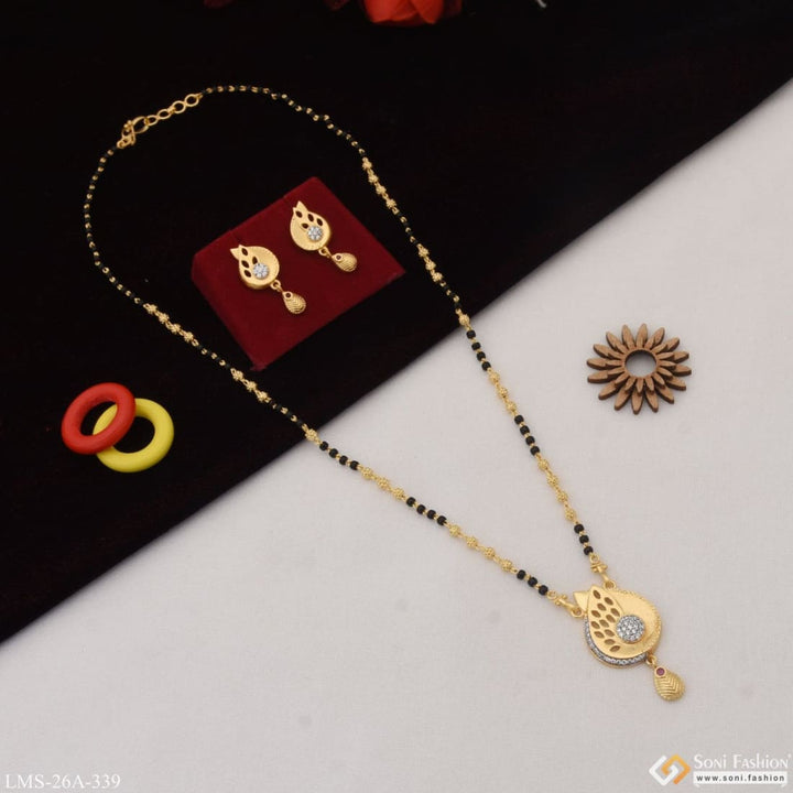 1 Gram Gold Plated With Diamond Fancy Design Mangalsutra