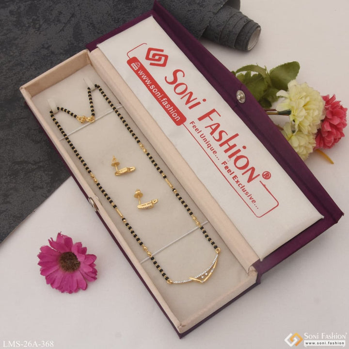 1 Gram Gold Plated With Diamond Fancy Design Mangalsutra