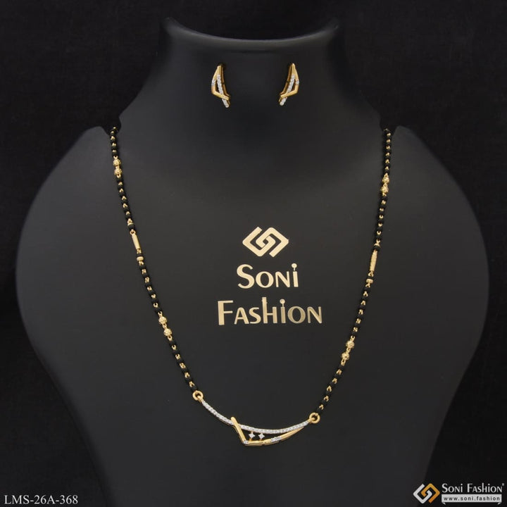 1 Gram Gold Plated With Diamond Fancy Design Mangalsutra