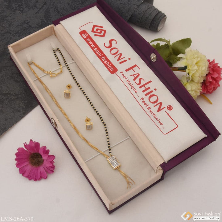 1 gram gold plated with diamond fancy design mangalsutra set